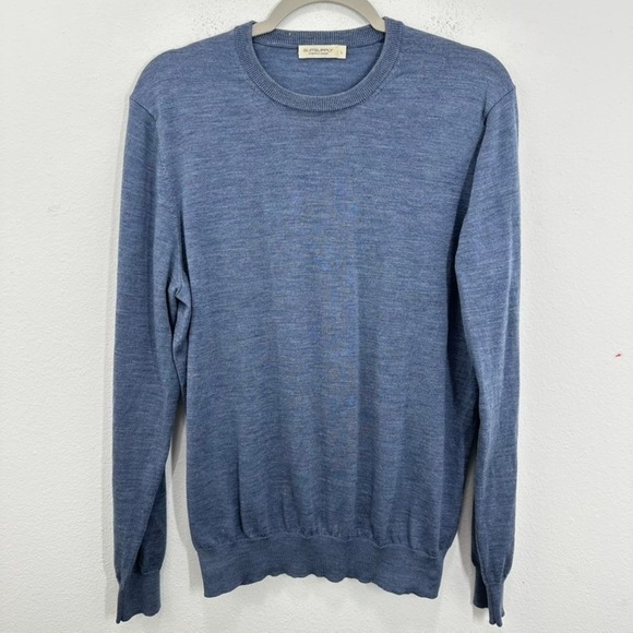 Suitsupply Mens Merino Wool Blue Crew Neck Knit Sweater Pullover Jumper Large - Picture 1 of 6